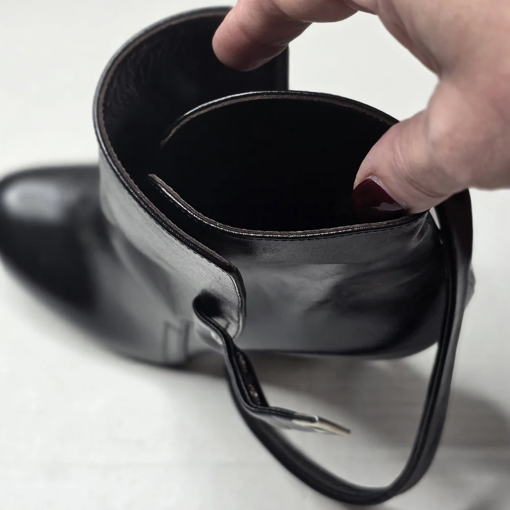 NWT Chloe Black Leather Ankle Booties, Sz 37.5 - Picture 8 of 8